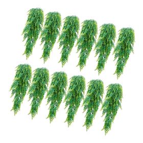 Artificial Ferns, 12 Pcs Fake Hanging Boston Fern Bush Plant with 32 Inch Hanging Length, Plastic Faux Greenery for Indoor/Outdoor Decor, For Wal