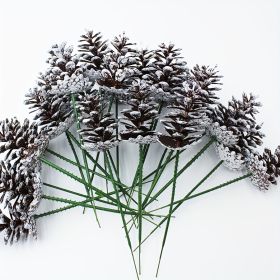 24pcs of Christmas Decorative Pine Cone Branches in Brushed White End, Ideal for Adorning Christmas Trees, Creating Ornaments, Crafting Materials