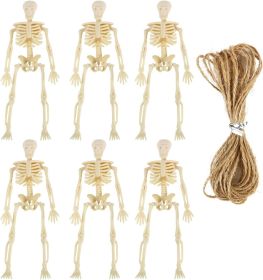 Skeletons for Halloween Decor, 6 Piece Mini Seleton Figurines 6" Small Skeleton Halloween Decoration for Haunted House Accessories Party Favors