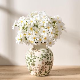 Ceramic Green and Beige Antique Vase, 5.83 Inch Retro Ice Cracked Floral Vase, Rustic Farmhouse Vases for Home , Bookshelf, Office, Garden, Tusca