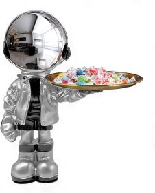 Astronaut Statues with Candy Dish & Key Dish,Spaceman Sculpture Polyresin Arts Gifts,Figurine Ornament Room Decor for Men