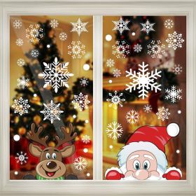 4Sheets Christmas Snowflake Window Clings Stickers For Glass Reusable Double Sided Self Adhesive Static Stickers Xmas Snowflake Reindeer Santa Wi (Option: white)