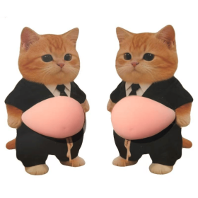 Car door anti-collision sticker, soft silicone anti-scratch protective sticker, cute cartoon car door anti-collision strip (Style: A pair of cats in suits)