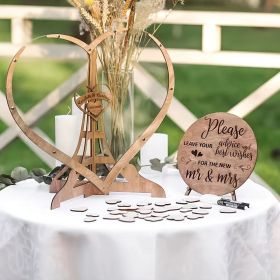 Wooden And Acrylic Love Heart Guestbook Box with 60/80pcs Interchangeable Hearts - Romantic Guest Message Display for Weddings (number: 80pcs)